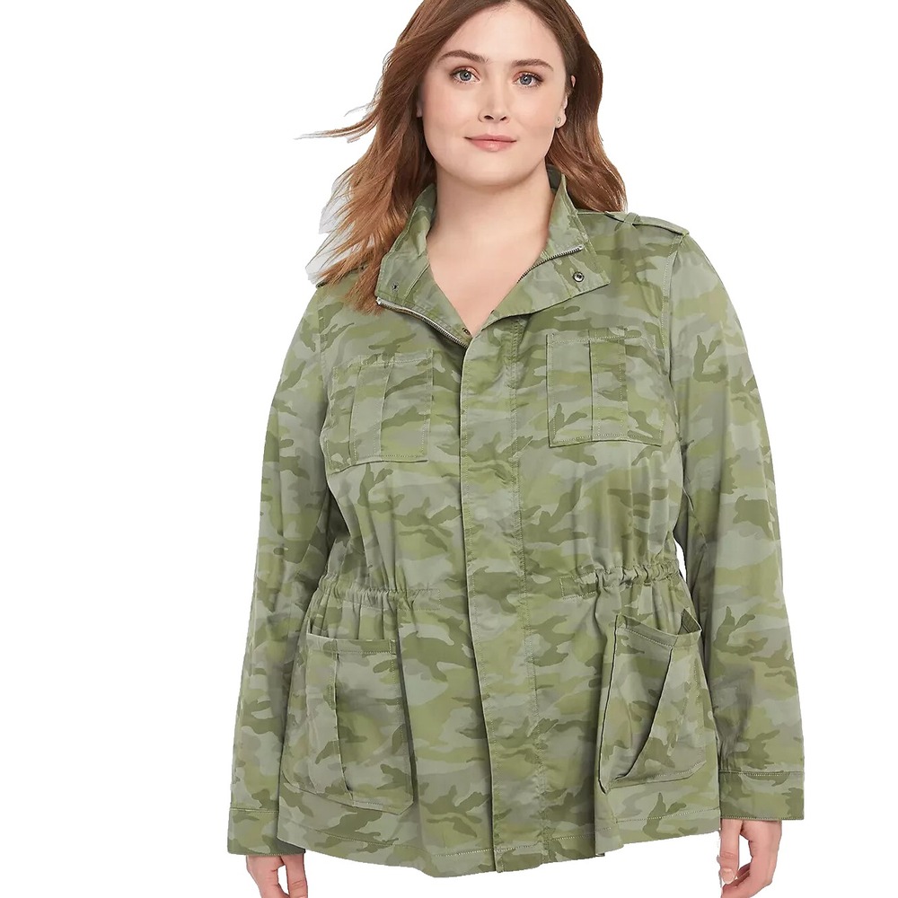 Lane Bryant Women's 18 Camo Utility Jacket Green Military‎ Anorak NWT $109